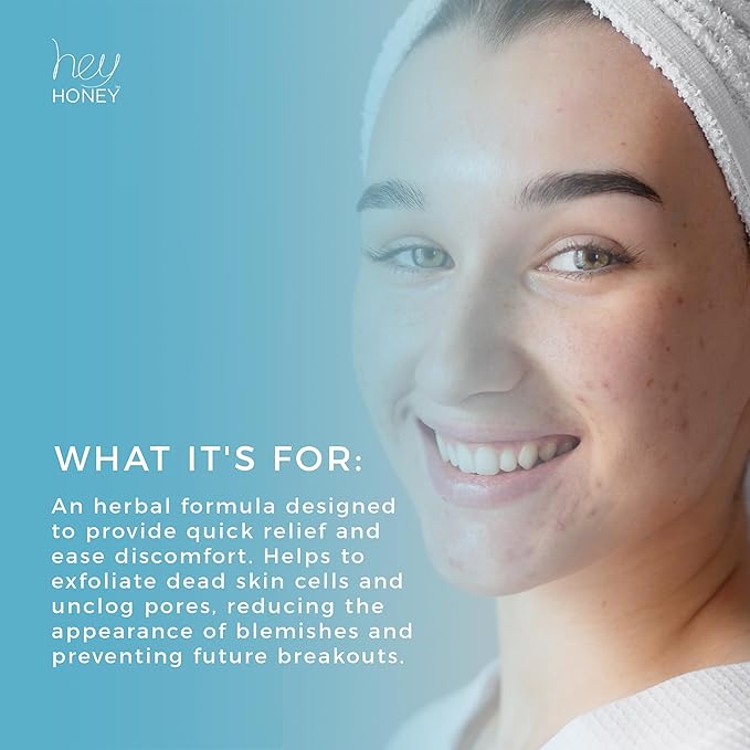 Hey Honey Skincare Be Clear Acne Routine | Clarifying Overnight Treatment | Propolis & Herbal Cream for Blemishes & Acne-Prone Skin | Immidiate Soothing Relief | 1.9 Oz