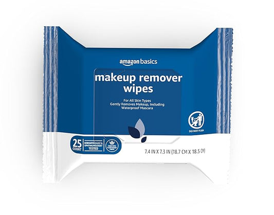 Amazon Basics Makeup Remover Wipes, 25 wipes