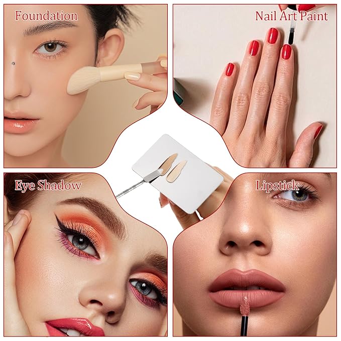 2 Pcs Stainless Steel Makeup Palette Makeup Spatula