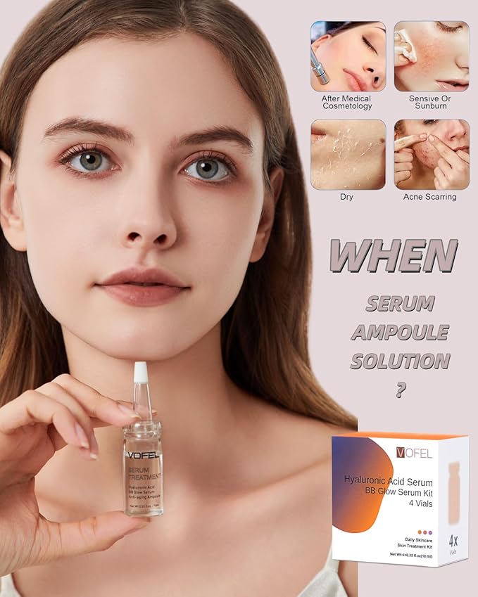 Hyaluronic Acid Serum for Microneedling Serum Ampoules for Face BB Glow Starter Kit 0.35 oz 4 Vials