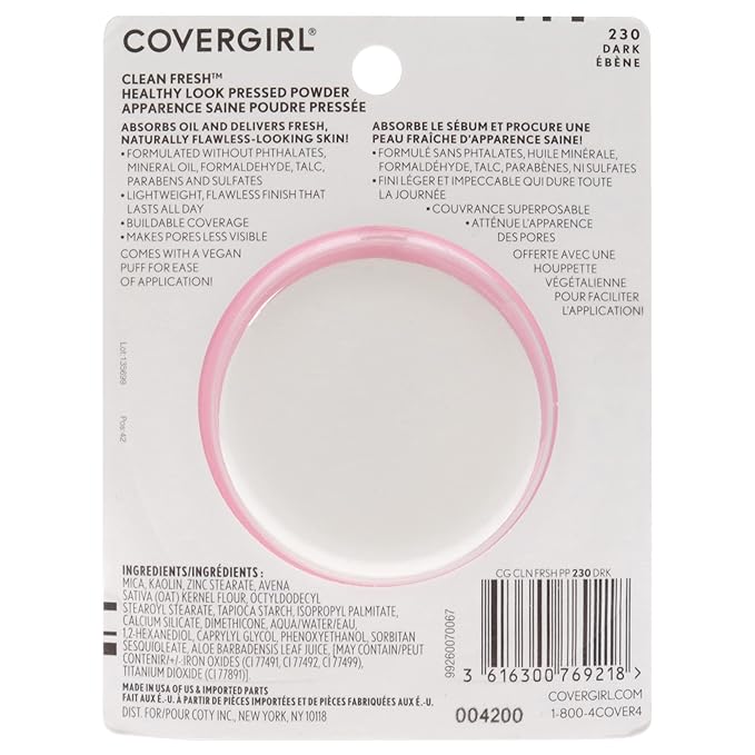 COVERGIRL Clean Fresh Pressed Powder, Dark, 0.35 Oz 0.35 Oz