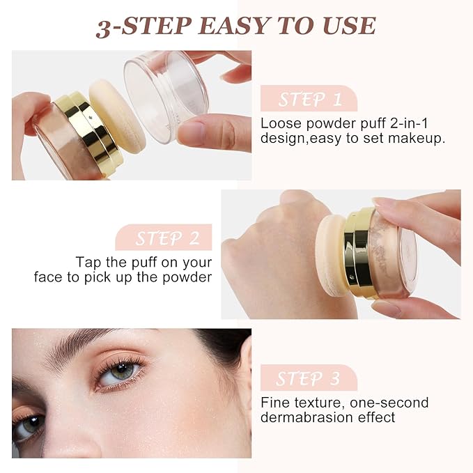 Boobeen Setting Powder, Lightweight Oil Control Loose Setting Powder, Full Coverage Finishing Powder For a Matte Flawless Look, Pressed Face Powder Makeup to Reduce Shine, Long Lasting