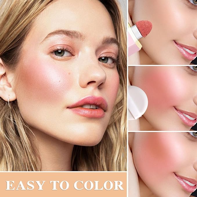 Cream Blush Stick with Brush,Waterproof Multi Cream Blush Skin C1