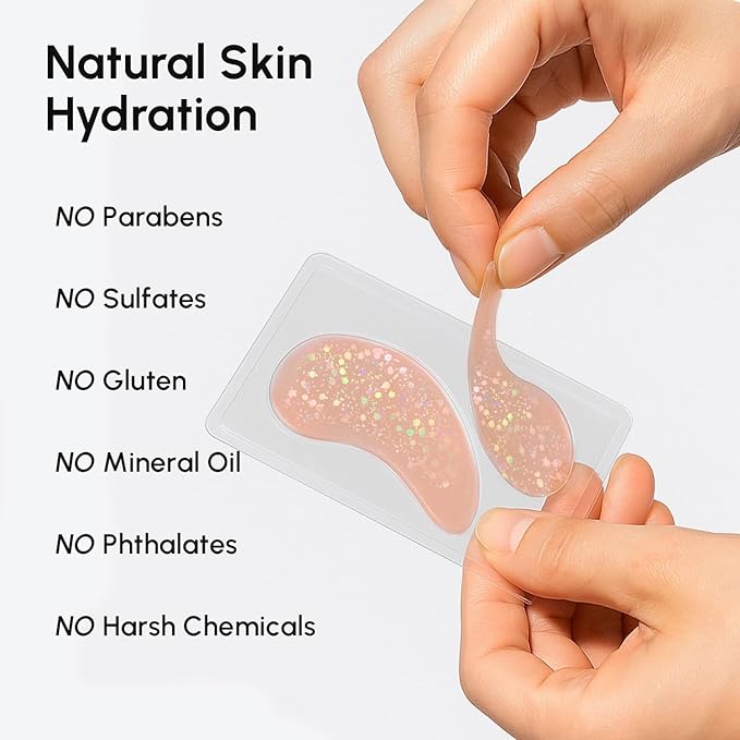 MAREE Pink Eye Gels - Marine Collagen Under Eye Patches for Puffy Eyes and Dark Circles - Undereye Mask Patches for Women - Hydrating Gel Eye Masks with Rose Water - Parches Para Ojeras Gel Pads