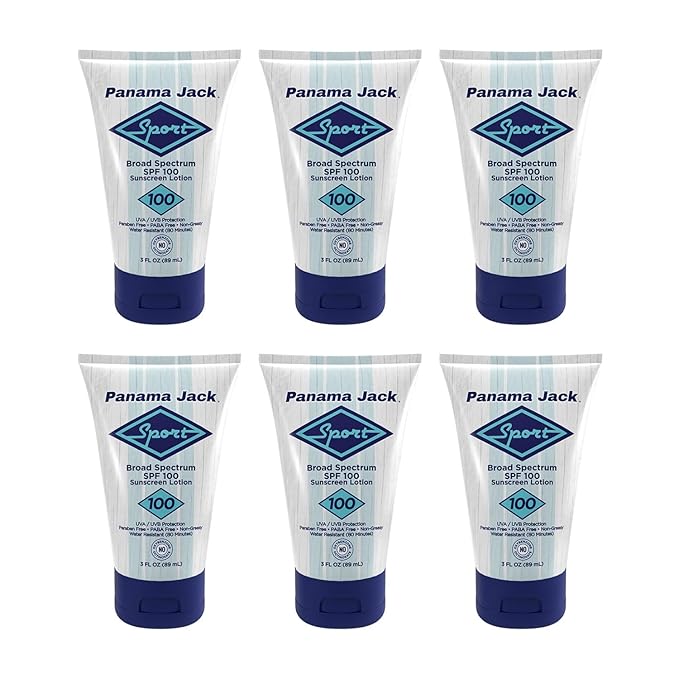 Panama Jack Sport Sunscreen Lotion - SPF 100, Broad Spectrum UVA/UVB Protection, Non-Greasy, PABA, Paraben, Gluten & Cruelty Free, 3 FL OZ (Pack of 1)