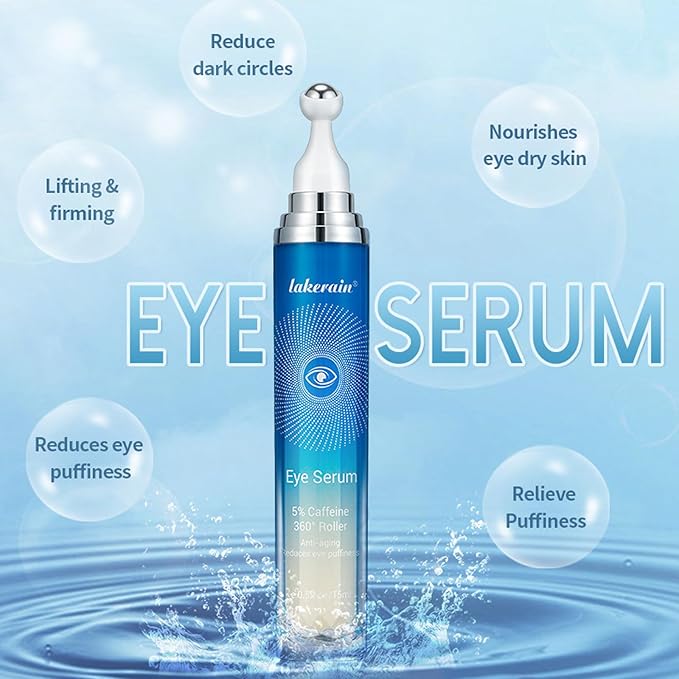 5% Caffeine Eye Serum,Caffeine Eye Cream with Massage Roller Ball,Under Eye Cream for Dark Circles,Puffiness,Under Eye Bags,Moisturizing Cream Eye Bags Fine Lines Wrinkle Treatment for Women and Men