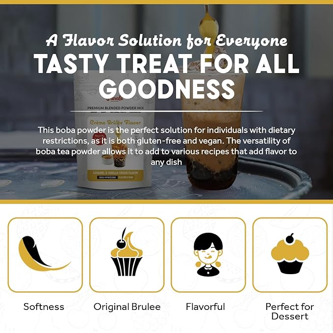 Fanale Premium Creme Brulee Bubble Tea Flavoring Powder | Perfect for Baking, Smoothies, Desserts and Drinks | Instant Flavoring Powder for Boba Milk Tea - 2.2 lb 1kg | PWD288