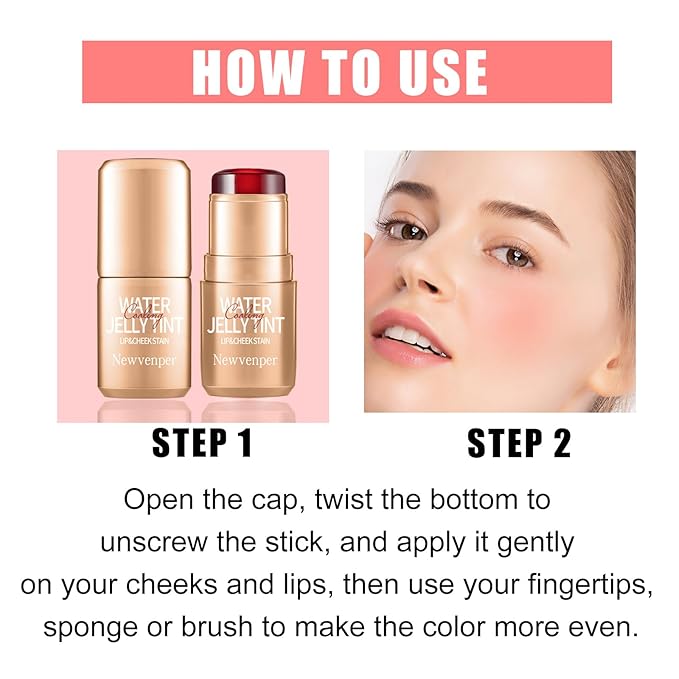 2PCS Jelly Blush Stick, Multi-Purpose Lip & Cheek
