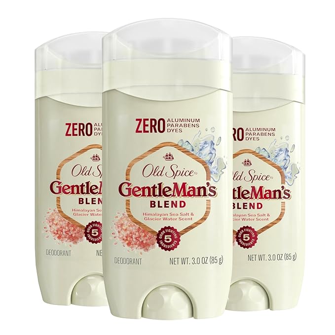 Old Spice GentleMan's Aluminum Free Dry Feel Deodorant for Men, 24/7 Lasting Freshness, Gentle on Skin with Skin Conditioners, Himalayan Sea Salt + Glacier Water Scent, 3.0 oz (Pack of 3)