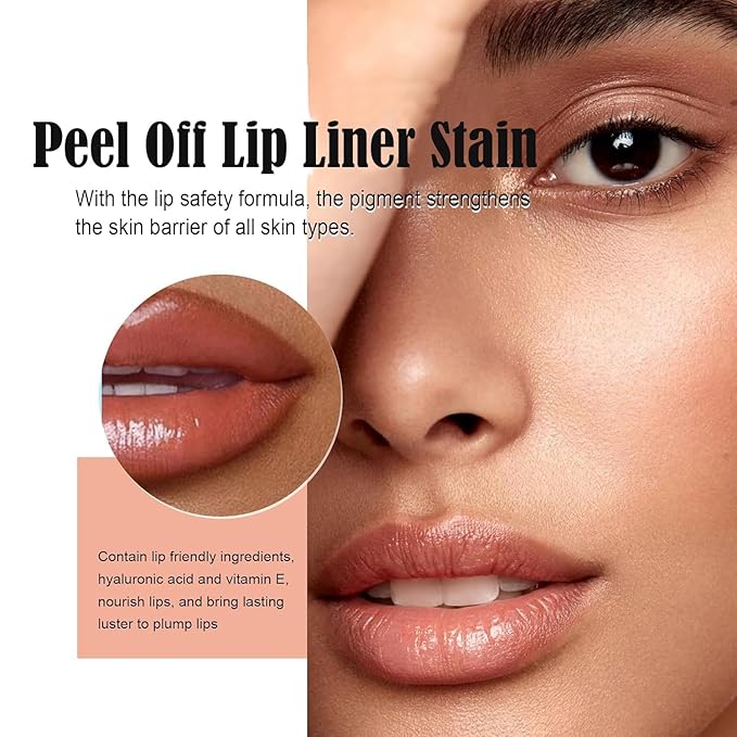 Dulele 3PCS Peel Off Lip Liner Stain, Matte peel Off Lip Stain, Long Wear Lip Stain Peel Off lip liner Set, Waterproof Lip Liner Tattoo Lip Tint Stain (Brown, 1)