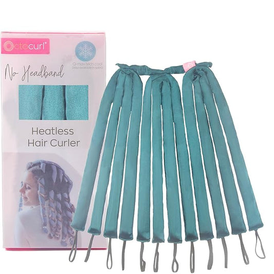 Octocurl Heatless Hair Curler - No Headband Octopus Curler - Overnight Curls for Medium Length Hair (Satin - Jade)