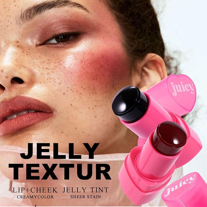 Cooling Water Jelly Tint Stick，Multi-Use Juicy Love Blush, 3-In-1cheek Blush & Eyeshadow & Lip Tinted Long-Lasting Moisture Stick，Bouncy Jelly Texture，Creates A Moist Watercolor Effect (#01, 0.32oz)