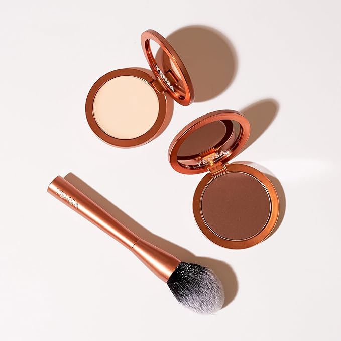 YENSA Super Serum Silk Powder Foundation - Matte Foundation Makeup to Blur and Smooth Pores - Provides a Radiant and More Even Skin Tone for a Natural, Healthy Glow - Deep 4 (0.35 oz)