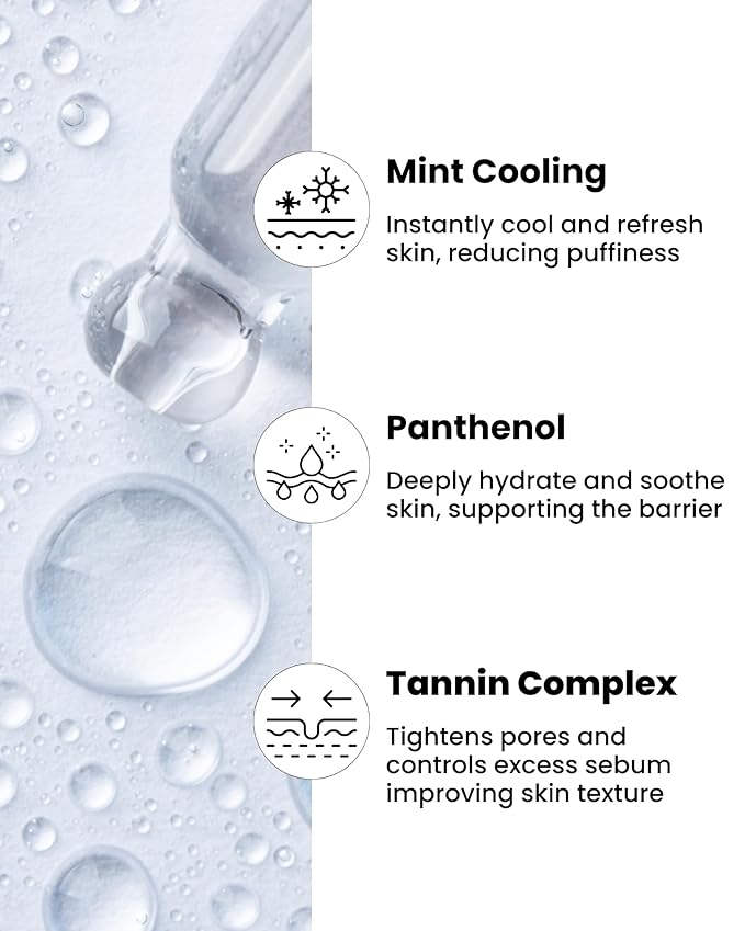 Ice Roll Serum | Cooling & Hydrating Roll-On Serum for Face, Puffy Eyes, Tannin & Panthenol for Pore Minimizing, Soothing, Facial Roller for Depuffing, Under Eye Bag Treatment | Korean Skin Care