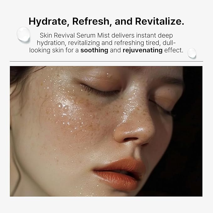 Skin Revival Serum Mist 1.35fl oz - Hydrating Facial Mist, Glowy Skin, Vegan, Sets Makeup, All Skin Type