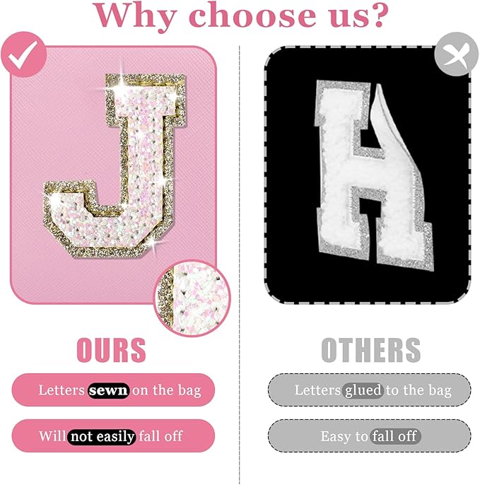 Initial letter patch makeup bag,