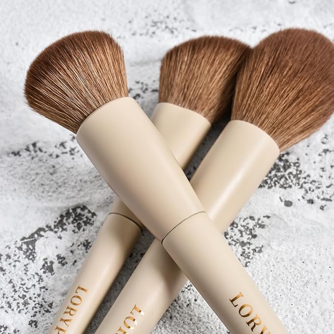 LORYP 18 Piece Makeup Brushes Set Labeled Face and Eye Brush Set Complete with Foundation, Concealer, Contour, Blending, Blush, Eyeshadow Brushes with Travel Holder Case