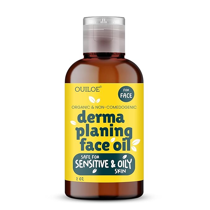 Dermaplaning Oil for Women - Face Shaving Oil for Oily Skin - Non Comedogenic, Fragrance Free, Organic, Natural and Lightweight - Use with Dermaplaning Tool for Face, 2oz by Ouiloe