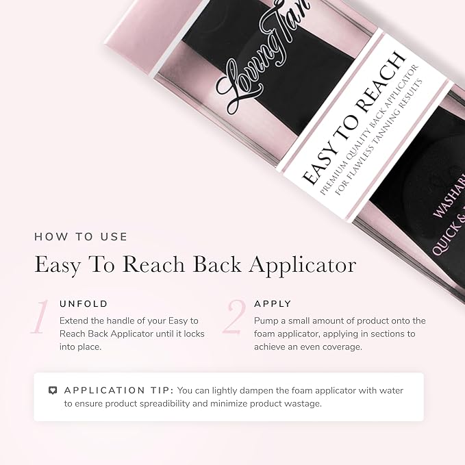 Loving Tan Easy to Reach Back Applicator for Self Tanner - Washable & Durable Design for Streak-Free Even Finish, Self Tanning Tool for Back & Hard to Reach Areas - 1 ct.