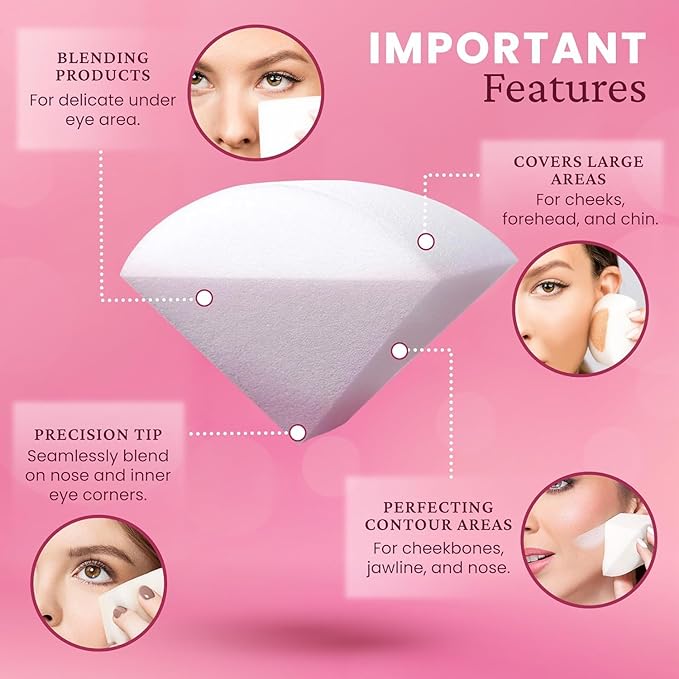 StansOut Beauty Sponge 4-Pack – Streak-Free, Airbrushed Finish | Reusable, Quick-Drying, Latex-Free | Multi-Angle Blending Sponge for Cream, Liquid & Powder | Pro Makeup Applicator