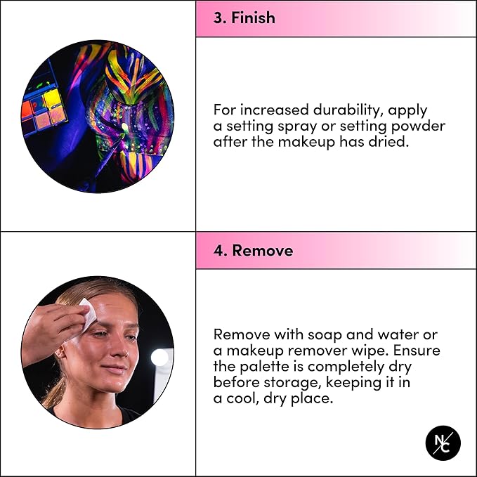 UV 12-Color Palette - Water-Activated Neon Glow Makeup