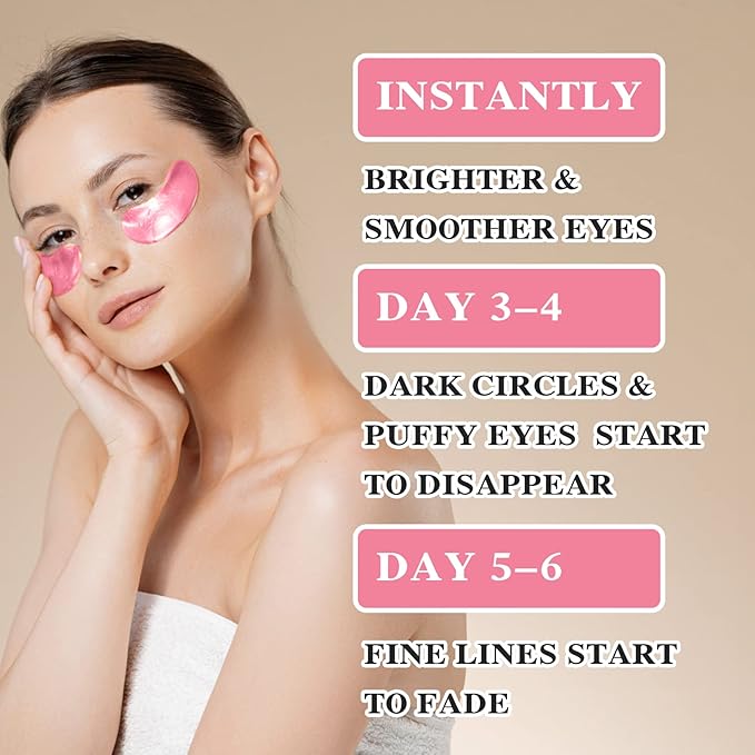 Under Eye Patches 60 Pcs,Pink Eye Mask,Puffy Eyes & Dark Circles Treatments,Improve Reduce Smooth Wrinkles,Fine Lines and Under Eye Bags,Hydrating & Moisturizing,Firm Eye Skin Care for Women and Man