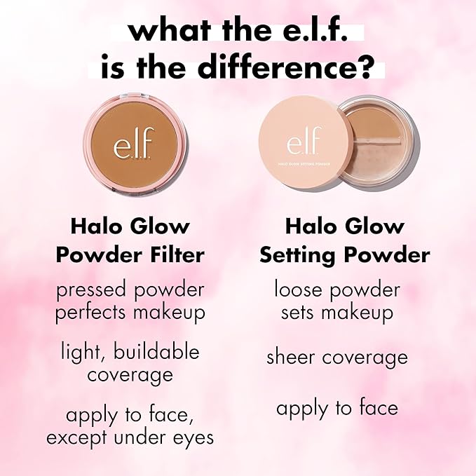 e.l.f. Halo Glow Powder Filter, Ultra-fine Finishing Powder, Smooths The Look of Pores & Fine Lines, Creates A Soft-Focus Glow, Vegan & Cruelty-Free, Light Warm