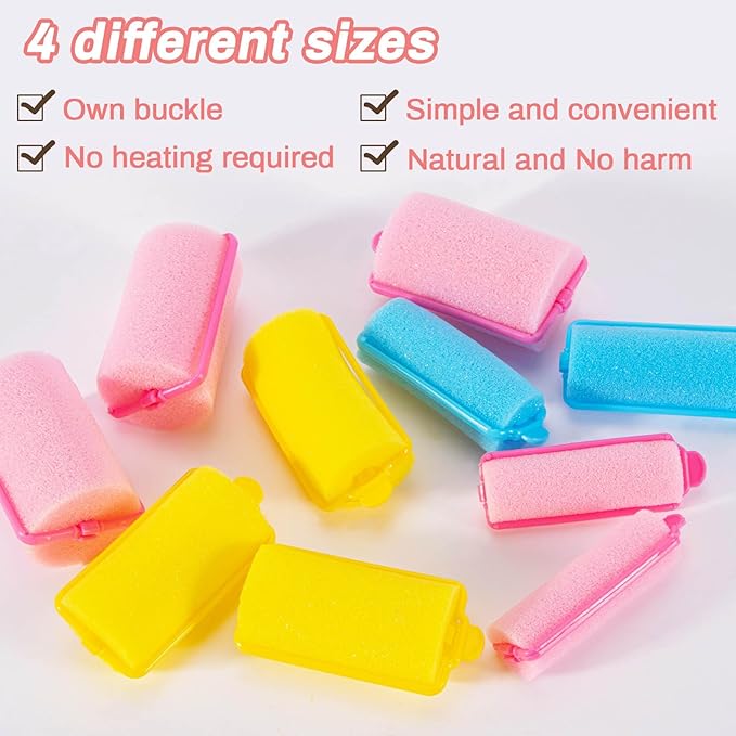 36PCS Foam Hair Rollers - Sponge Rollers for Heatless Hair Curler for Short/Long Curling Sleep rolos para cabello Jumbo Large Sponge Curlers Soft Sleeping Thin Hair Curl Overnight rulos