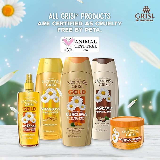 Manzanilla Grisi Hair Lotion Gold, Hair Lotion with Chamomile Extract, 2-Pack of 8.4 FL Oz, 2 Spray Bottles