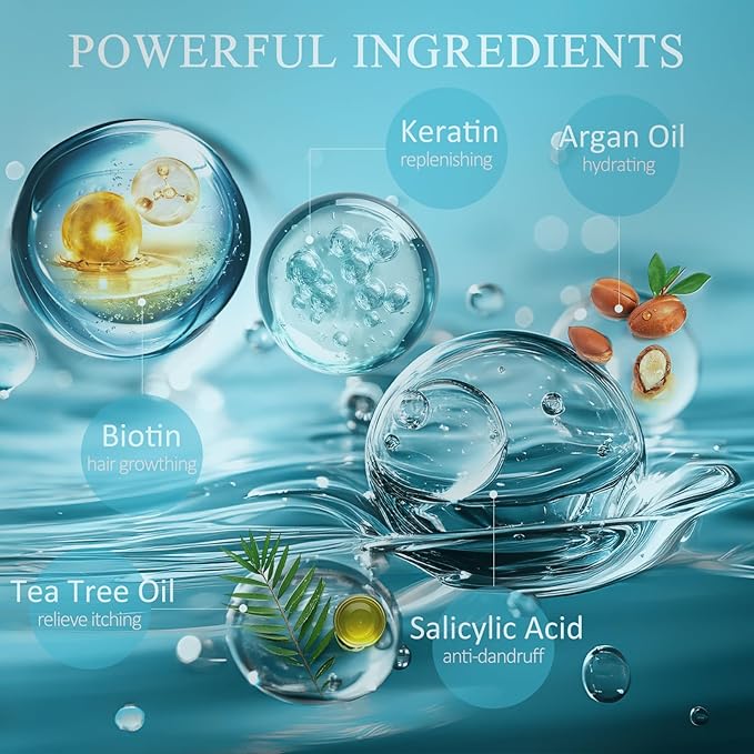 Scalp Scrub, Biotin 2-in-1 Scalp Exfoliator Scrub Clarifying Detox Shampoo with 3% Salicylic Acid & Tea Tree for Dandruff, Build Up, Itchy Scalp, Oily Hair & Dry Scalp Treatment with Scalp Massager