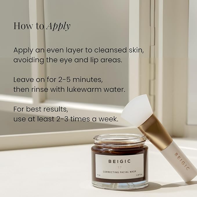 BEIGIC Correcting Facial Mask - Vegan Pore Tightening Face Mask with Coffee Bean Powders, Sucrose & Coconut Oil for smooth, even-toned & moisturized skin (2.36 Fl. Oz)
