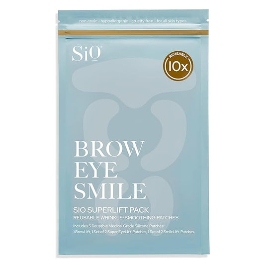 SiO Beauty SuperLift Pack - Wrinkle-Smoothing, Medical-Grade Silicone Patches for Fine Lines - Reusable Up to 10x - Cruelty-Free & Eco-Friendly Beauty Patches for Smile Lines & Crows Feet - 5 Patches