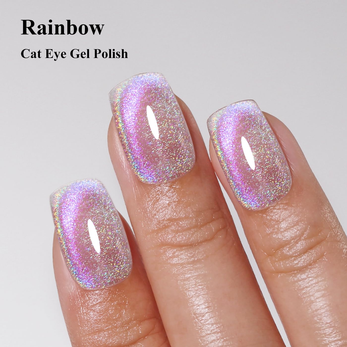 Imtiti Cat Eye Gel Nail Polish, Rainbow Holographic Magnetic Nail Gel Polish With Magnet Glittery Iridescent Galaxy Spring Summer Kit Soak Off UV Led 10ML