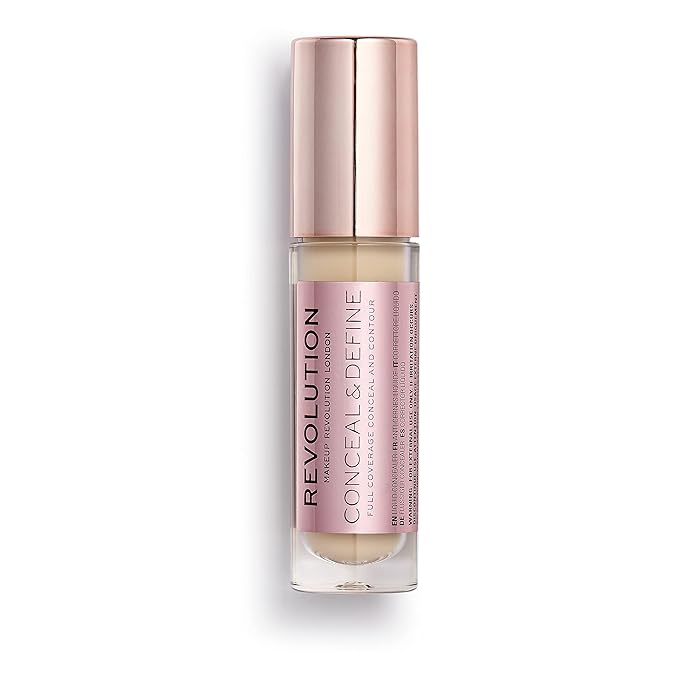 Revolution Beauty, Conceal & Define Concealer, Full Coverage & Lightweight, Long-Lasting Matte Finish, Vegan & Cruelty Free, C6 Fair or Light Skin Tones, 0.14 Oz.
