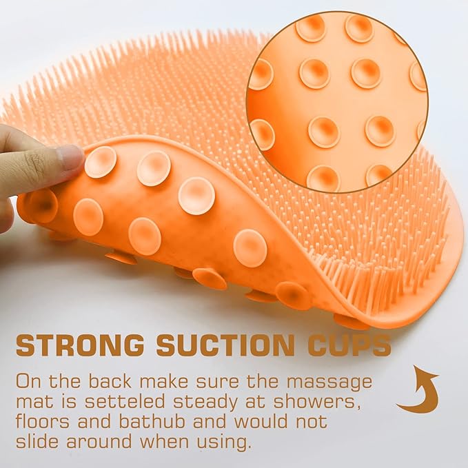 Shower foot scrubber mat back