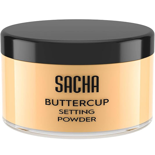 Sacha BUTTERCUP Setting Powder Makeup 1.75 Oz. Translucent Setting Powder for Oily Skin Finishing Powder Loose Powder Makeup Blurring Powder Blurs Fine Lines and Pores For Medium to Dark Skin Tones