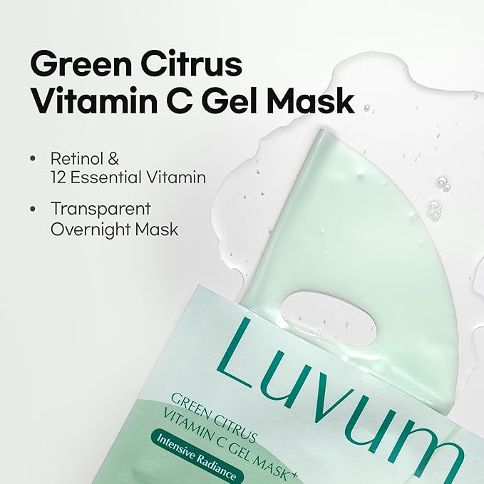 Green Citrus Vitamin C Gel Mask, Niacinamide, Retinol, Overnight Hydrogel Mask, 4+1 Pack
