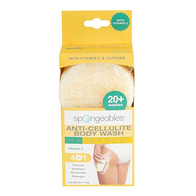 Spongeables Anti Cellulite Body Wash in a 20+ Wash Sponge, Citrus, 3 Count