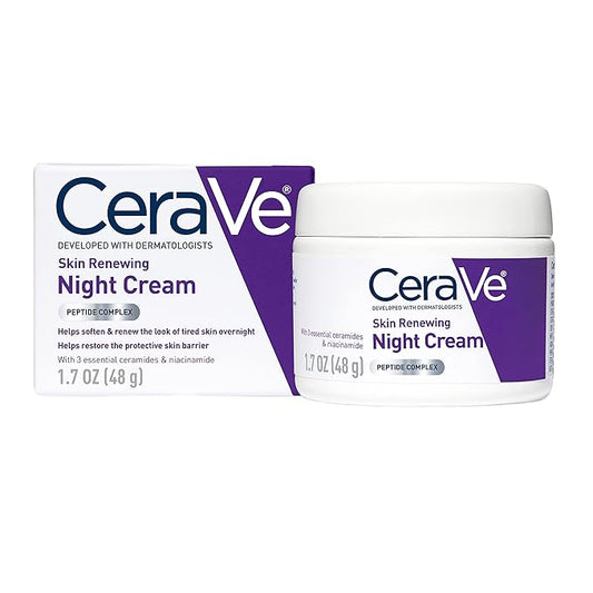 CeraVe Skin Renewing Night Cream, Niacinamide, Peptide Complex, and Hyaluronic Acid Moisturizer for Face, 1.7 Ounce, Packaging may Vary