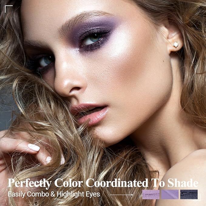 Purple Eyeshadow Stick Makeup 6PCS Set, Metallic Shimmer Matte Cream Eye Shadow Palette Eyeliner Brightener Pencil Crayon - LAVENDER