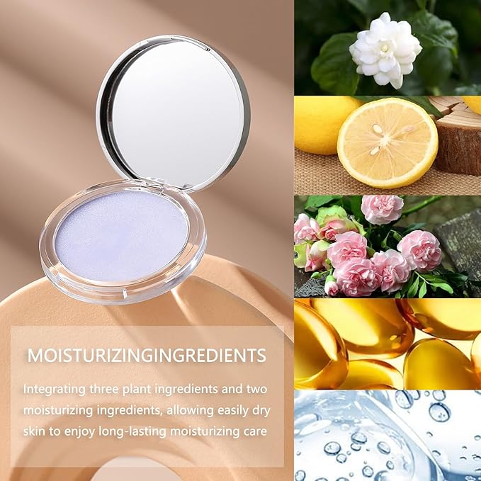 Chillab Lavender Matte Powder,Matte Oil Control Face Pressed Powder,Face Setting Powder with Mini Powder Puff for Silky Flawless Long-Lasting Lightweight Skin-friendly Face Cosmetics (Lavender)