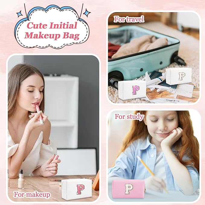 Personalized initial letter makeup bag,