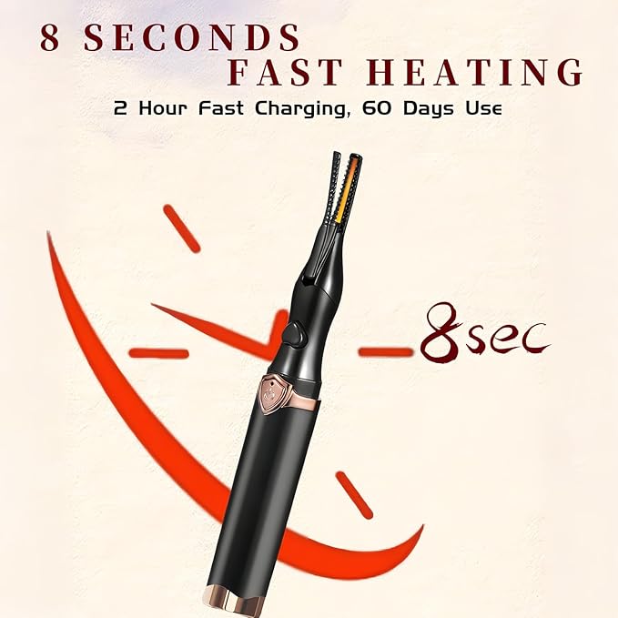 Heated Eyelash Curler - 2 in 1 Clip-Type Eyelash Curlers - Electric Eyelash Curler Rechargeable for 24H Long Lasting, 3 Heating Modes, 8S Fast Heating, Makeup Tool Gifts for Women Girls, Black-EA