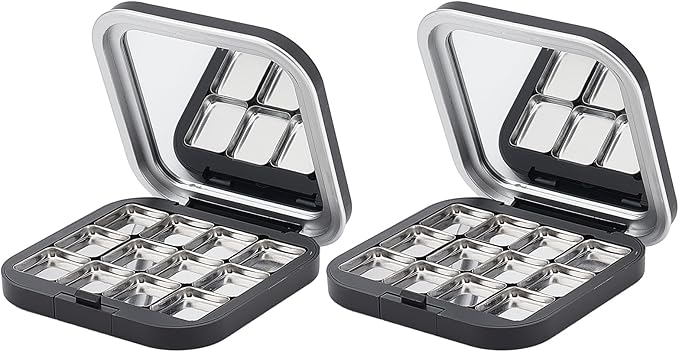 NICENEEDED 2 Pcs Empty Eyeshadow Palettes, 12 Grids