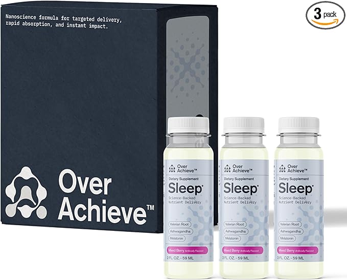 Sleep Drink with Advanced Nanoscience Technology - Contains Melatonin, Ashwagandha and Valerian Root - 3 Pack Liquid Sleeping Aid Help Fall Asleep Faster, Mix Berries 2oz