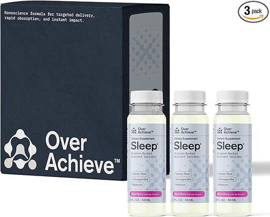 Sleep Drink with Advanced Nanoscience Technology - Contains Melatonin, Ashwagandha and Valerian Root - 3 Pack Liquid Sleeping Aid Help Fall Asleep Faster, Mix Berries 2oz