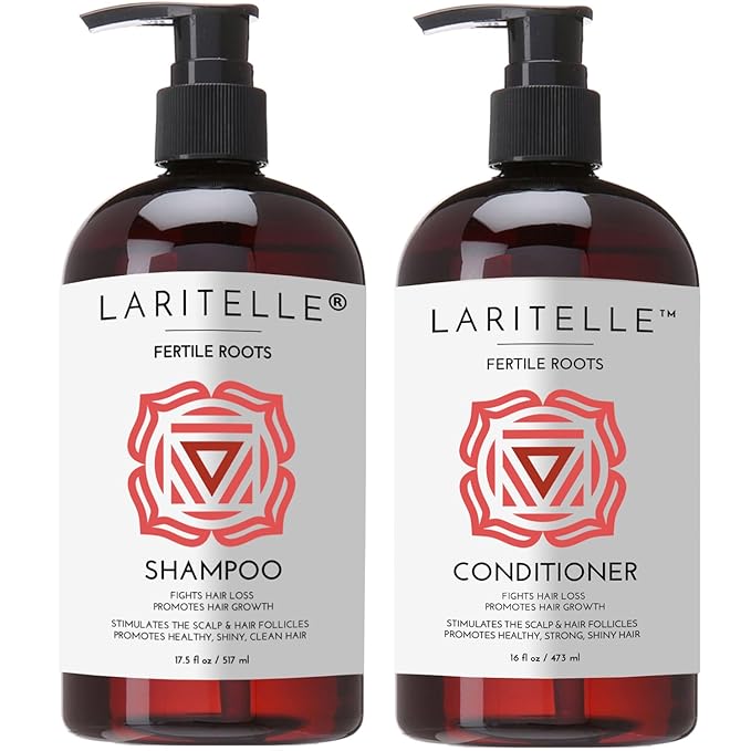 Organic Shampoo 17 oz + Conditioner 16 oz | Prevents Hair Loss, Promotes Hair Growth | Ayurvedic Herbs, Lavender, Ginger & Rosemary | NO GMO, Sulfates, Gluten, Alcohol, Parabens, Phthalates