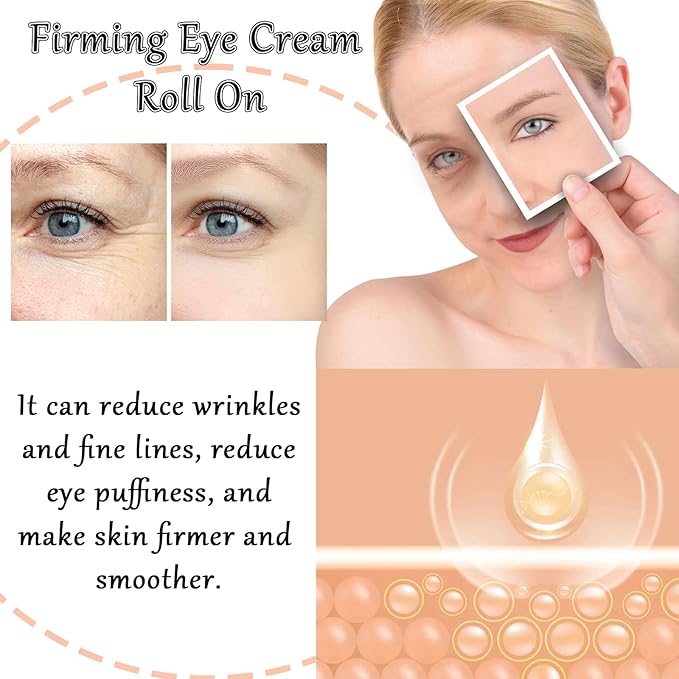 Caffeine Eye Cream Eye Serum, Under Eye Roller Cream for Dark Circles and Puffiness, 0.51 Fl Oz