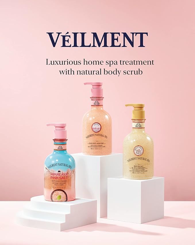 NATURAL SPA DEAD SEA SALT 2-in-1 BODY WASH & BODY SCRUB(13.53fl.oz) - Natural Exfoliating Salt Scrub for Deep Cleansing - Effective on Scars & Wrinkles - Moisturize Skin Polishes