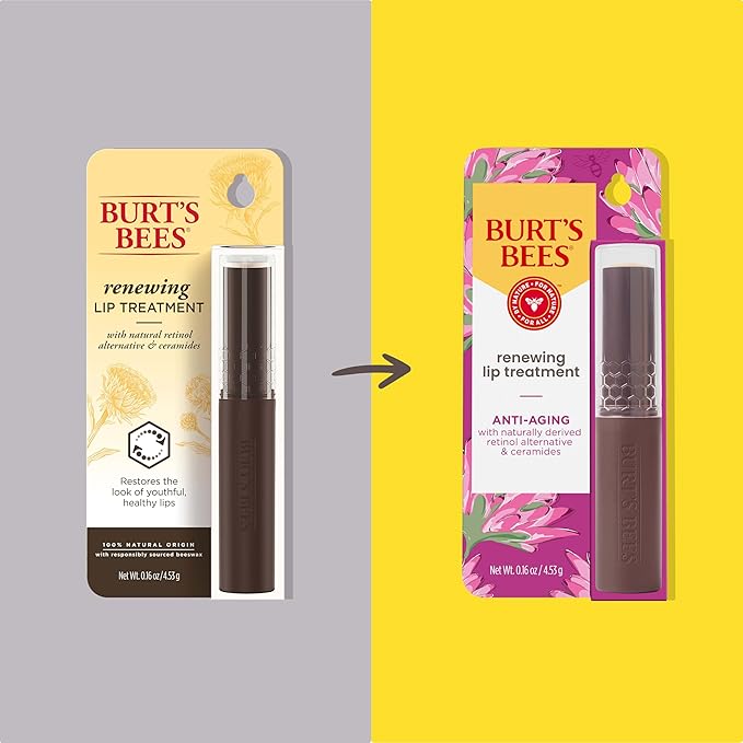 Burt’s Bees Renewing Lip Treatment, With Ceramides and Natural Retinol Alternative, Hydrates and Reduces Appearance of Fine Lines, Natural Origin, 0.16 oz